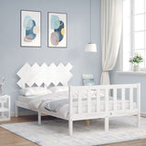 Bed Frame without Mattress White Double Solid Wood Pine 3193442