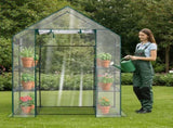 Mini Walk-in Greenhouse with PVC Cover, 4-Shelf Indoor Outdoor Planting Green House for 62584139