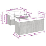 6 Piece Garden Sofa Set with Cushions Grey Poly Rattan Acacia 3326102