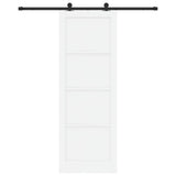 Sliding Door White and Black 83 x 232 cm Solid Pine Wood 3333369