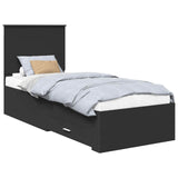 Bed Frame Black and Silver 70 x 190 cm Engineered Wood 3411369