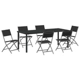 Garden Dining Set Folding 7 pcs Black Powder-Coated Steel 3379378
