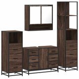 ZNTS 4 Piece Bathroom Furniture Set Brown Oak Engineered Wood 3301294