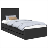 Bed Frame with Drawer Black 75 x 190 cm Engineer Wood 3409511