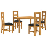 Dining Set 5 pcs Black Solid Oak Wood 3430249