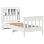 ZNTS Bed Frame without Mattress White 75x190 cm Small Single Solid Wood Pine 3323285