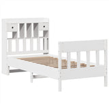 ZNTS Bed Frame without Mattress White 75x190 cm Small Single Solid Wood Pine 3323285
