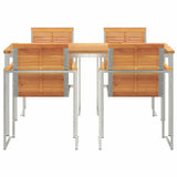 Garden Dining Set 5 pcs Solid Acacia Wood and Stainless Steel 3334807