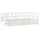 Daybed with Drawers without Mattress White 90x200 cm Solid Wood 3302084