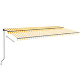 Manual Retractable Awning with LED 600x350 cm Yellow and White 3069243