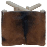 Folding Stool Goatskin Leather and Solid Teak Wood 288815