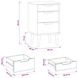 Bedside Cabinet Black 40 x 35 x 65 cm Solid Pine Wood 42020933
