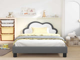 Children's Bed Frame with Headboard Light Grey 90 x 200 cm PU 42011187