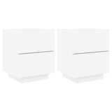 Bedside Cabinets with LED Lights 2 pcs White Engineered Wood 836736