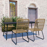 5 Piece Outdoor Dining Set Poly Rattan and Glass 3060233