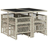9 Piece Garden Dining Set with Cushions Light Grey Poly Rattan 3210779