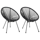 Moon Chair Set of 2 Black Round PVC Rattan Garden Chair Round 312164