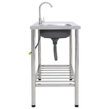 Camping Sink Single Basin with Tap Stainless Steel 151214
