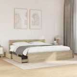 Bed Frame with Headboard without Mattress Sonoma Oak 200x200 cm 3295536