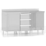 ZNTS Commercial Kitchen Cabinets 3 pcs Stainless Steel 3083720