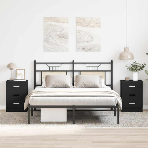 Bedside Cabinets 2 pcs Black 38x35x56 cm Engineered Wood 800453