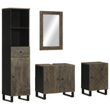 4 Piece Bathroom Furniture Set Black Solid Wood Mango 3310002