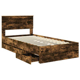 Bed Frame with Drawer Smoked Oak 100 x 200 cm Engineer Wood 3410739