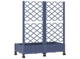 Garden Planter with Trellis&Wheels Blue Grey 80 x 40 x 131.5 cm 3422966