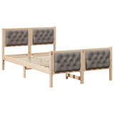 Bed Frame with Headboard Taupe 120 x 190 cm Solid Pine Wood 878417