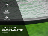 106cm Round Garden Dining Table with Parasol Hole Tempered Glass Top Steel Frame T3398P323872
