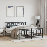 Metal Bed Frame without Mattress with Footboard Black 150x200cm 374261