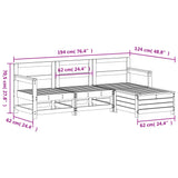 Garden Sofa Set White Solid Pine Wood, Plywood 4 Piece Set 3250801