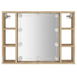 Mirror Cabinet with LED Sonoma Oak 76x15x55 cm 808858
