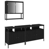Bathroom Furniture Set with Shelf 3 pcs Black Engineered wood 3334356