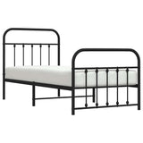 Bed Frame Black Powder-Coated Steel Single Storage Bed Frame 352589