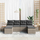 Garden Sofa Set with Cushion 6 pcs Grey Poly Rattan 3356809