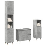 3 Piece Bathroom Furniture Set Concrete Grey Engineered Wood 3324955