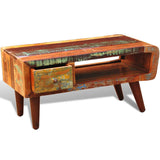 Coffee Table with Curved Edge 1 Drawer Reclaimed Wood 241008