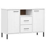 Sideboard with Metal Legs White 113x40x77 cm Solid Wood OSLO 351020
