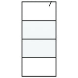 Walk-in Shower Wall Black 90x195 cm Half Frosted ESG Glass 152126