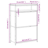 Shoe Cabinet Smoked Oak 75x34x112 Engineered Wood 840036