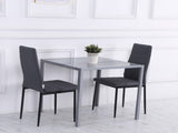Modern Square Dining Table for 2-4 People, with Glass Top & Metal Legs for Dining Room, Living Room, T3398P342298