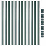 Fence Posts 12 pcs Green 120 cm Powder-coated steel 42012732