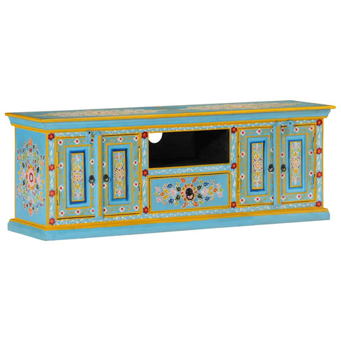 TV Cabinet Blue 110x30x40 cm Solid Wood Mango 353908