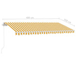 Manual Retractable Awning with LED 400x350 cm Yellow and White 3069623