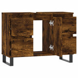 Bathroom Cabinet Smoked Oak 80x33x60 cm Engineered Wood 831665