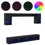 TV Wall Units with LED with LED 6 pcs Black Oak Engineered Wood 3402957