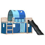 Bunk Bed without Mattress with Slide and Curtains Blue 90x200 cm 3284135