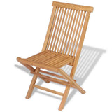 Folding Chair Set of 4 Natural Teak Solid Teak Wood Standard 43040