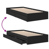 Bed Frame with Drawers without Mattress Black 90x190 cm Single 3280707